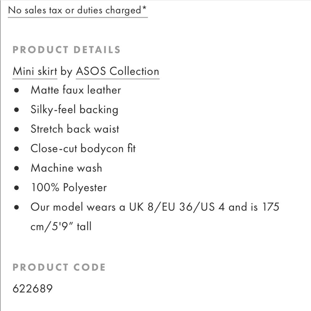 NWT ASOS Sculpt Me Leather Bodycon Mini Skirt - Picture 6 of 6